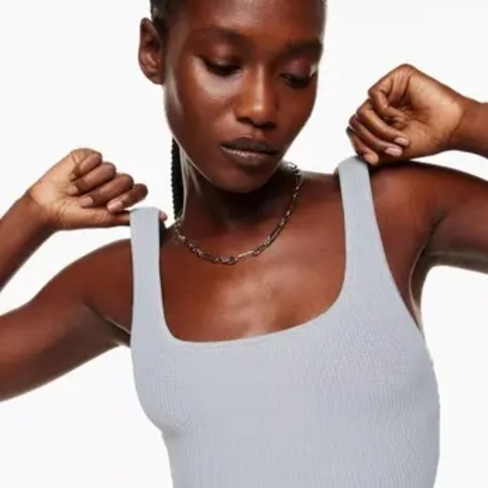 Babaton NWT Light Blue Ribbed Tank Top Active Atheletica Yoga Casual